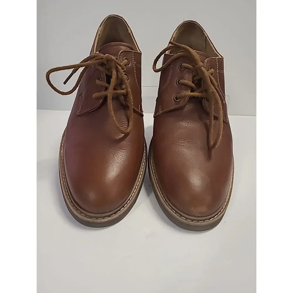 Hush Puppies Bounce Mens 10.5 Oxford Brown Leather Plain Toe Lace Up